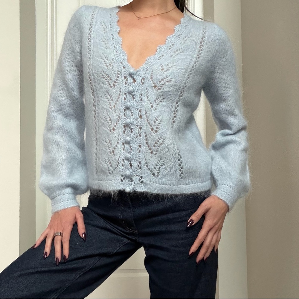 Sezane Angelo Cardigan Sweater Sky Blue Brand New without Tag